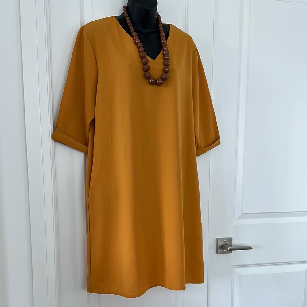 Luna Mustard Yellow Shift Dress. Size large Brand New